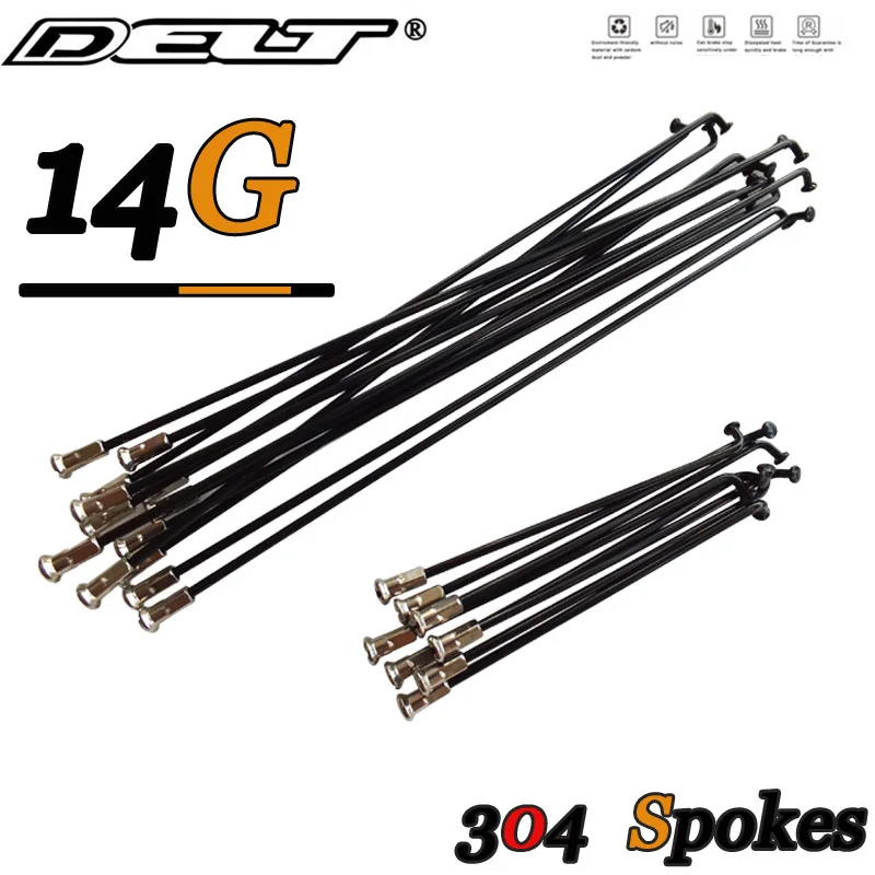 DELT 5 Pcs Bicycle Bike Spoke 14G (2.0mm)236/246/248/250/255/258/259/261/263/298MM Nipples End Cap Tip 304 Stainless Steel Parts