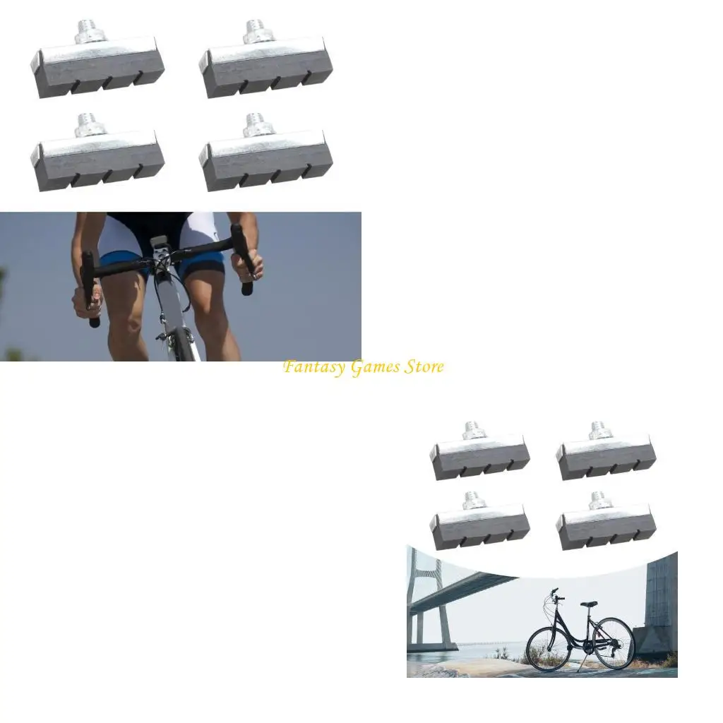 R66E Bicycles V Brake Pad Set, 2 Pair Bikes Brake Shoes for Mountain Bicycles Front Back Wheel, V Brake Pad for Bicycles