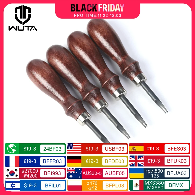 WUTA Professional Leather Edge Beveler Sharp Skiving Leather edger Tools DIY High Carbon Steel Leather Craft Beveller