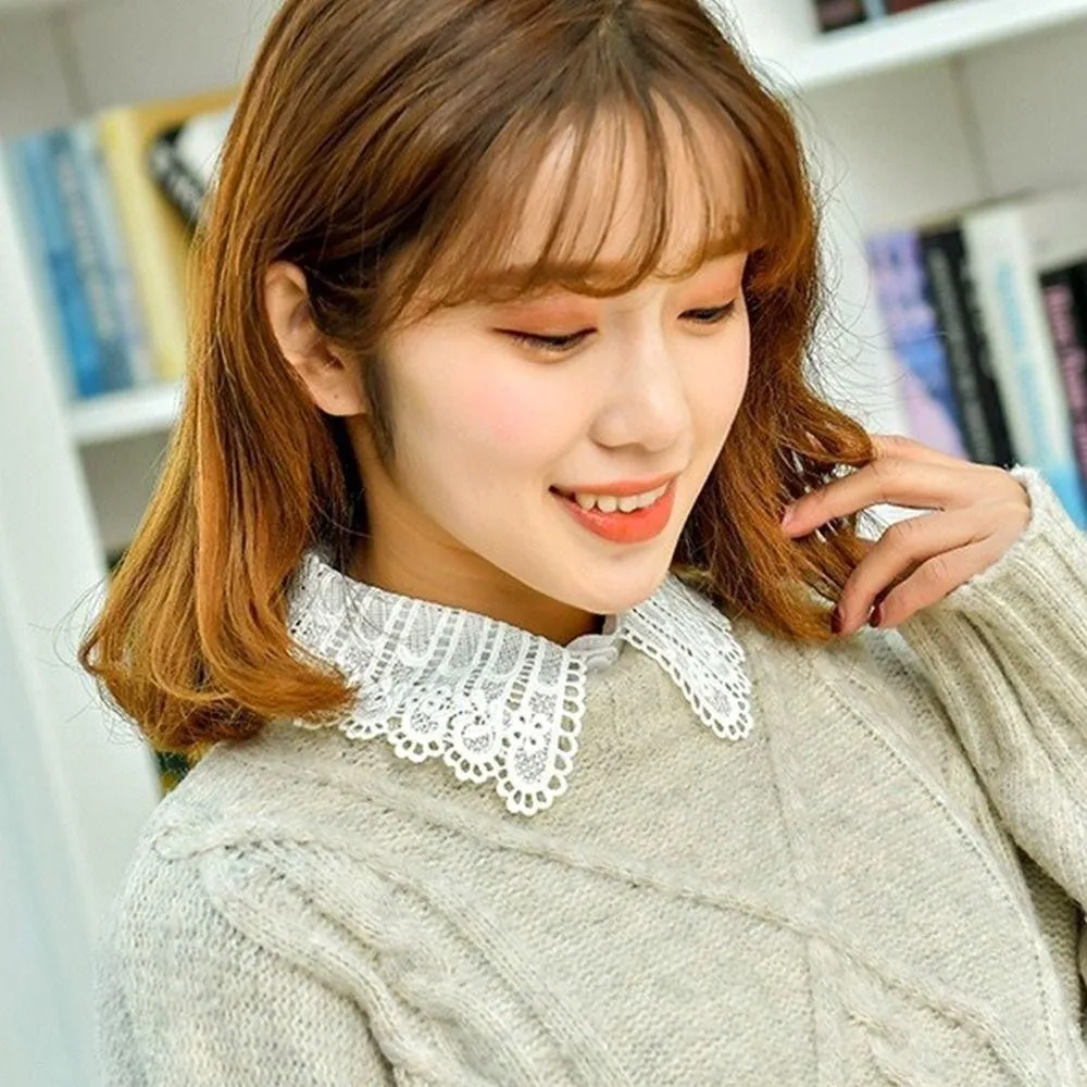 White Lace Fake Collar Black Vintage Shawl Detachable Front Tie Elegant False Two-piece Blouse Shoulders Fake Collar