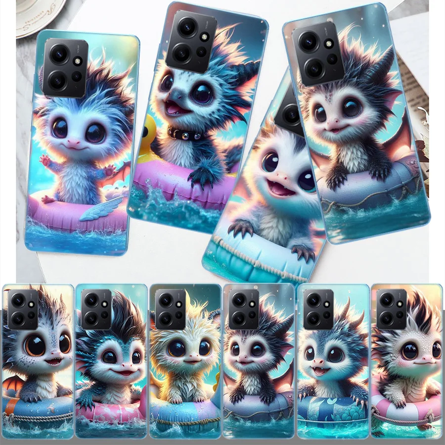 Dragon Baby Learning Swimming Cover Case For Xiaomi Redmi Note 12S 12 11 Pro Plus 11T 11S 10 5G 10S 9 9T 9S 8 8T 7 5A Pro TPU Ph