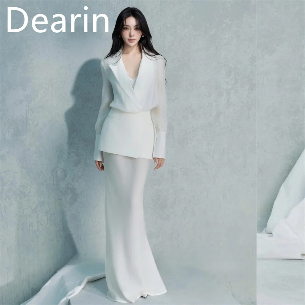 Customized Women Evening Gown Formal Dearin V-neck Column Floor Length Skirts Vertically Bespoke Occasion Dresses Prom Dress