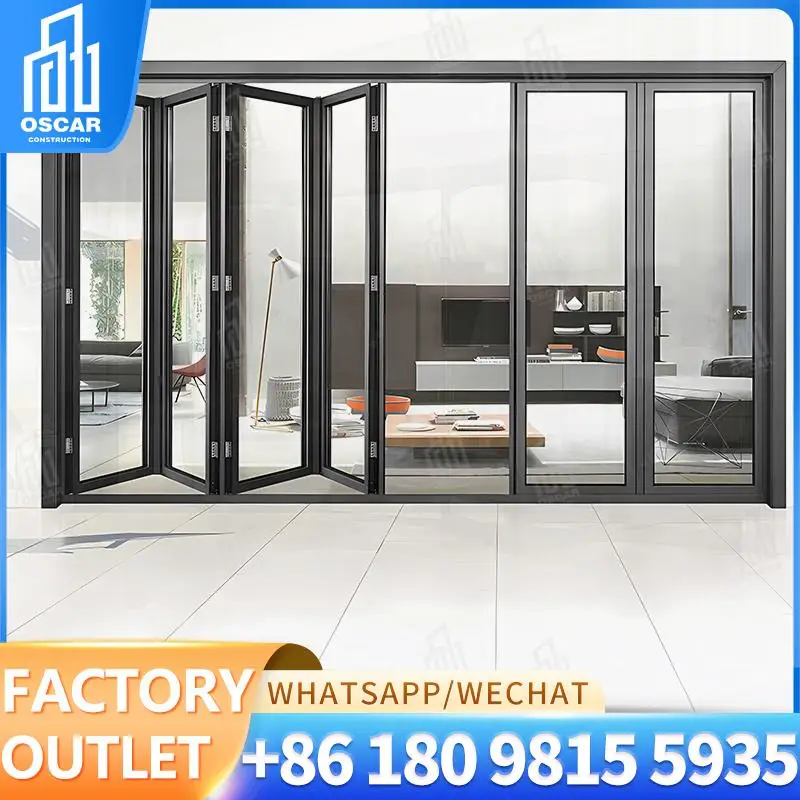 

HeavyDuty Aluminum Slide Folding Glass Door Large View Waterproof for Villas Modern Design NFRC Certified
