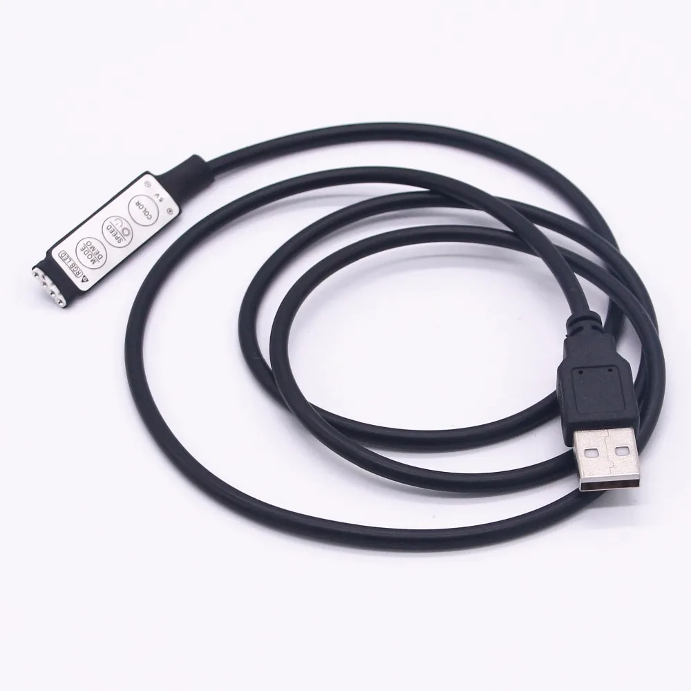 0.5m 1m RGB Controller 5V USB Connector Cable 4pin Line Dimmer 3 Keys for 5V 5050 2835 RGB LED Strip Ribbon TV Backlight Light