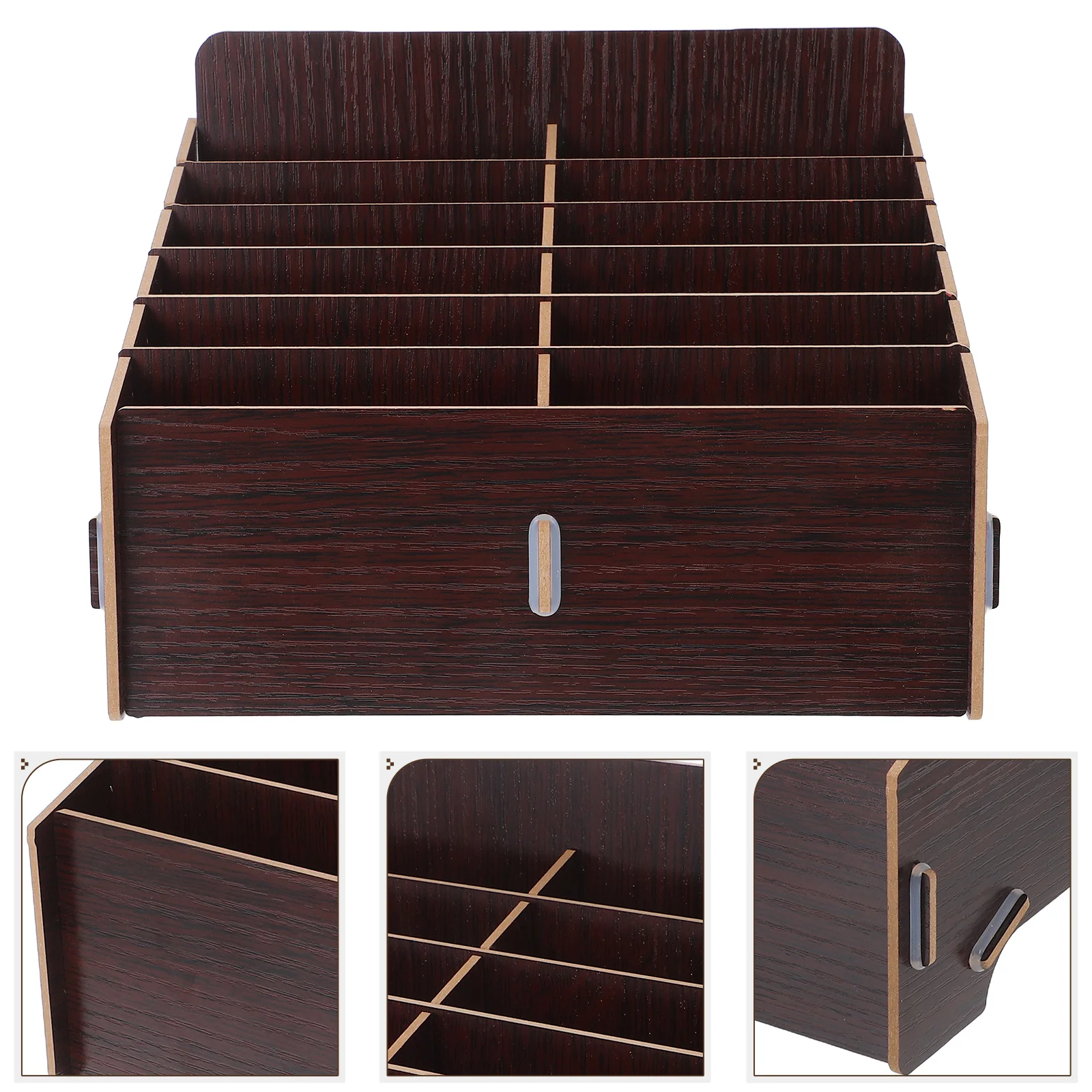 Multifunctionele desktop houten houder opbergdoos 12-compartimenten houten celorganizer voor kantoor school thuis houdt telefoons pennen