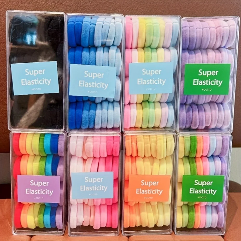 32PCS Colored Hair Circles, No Harm to Hair, High Horsetail Hair Rope, Tie Head Rope, High Elastic Box Set of Rubber Bands