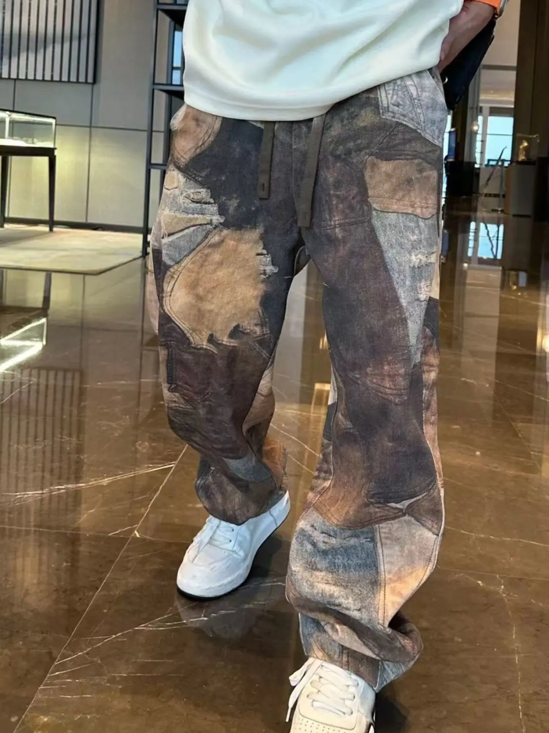 

2025 Новые нишевые свободные зауженные повседневные брюки в стиле ретро с цветными блоками большого размера