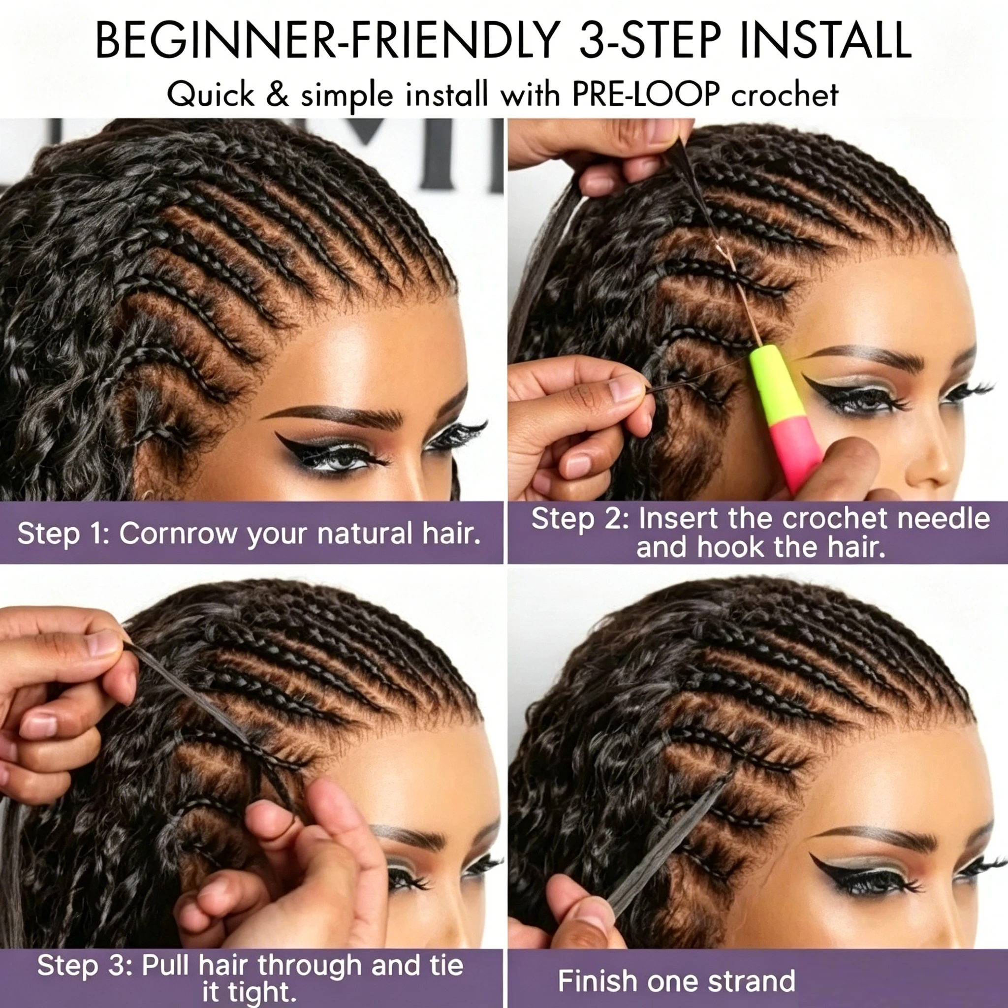 60g Crochet String Feathered Human Hair Braiding
