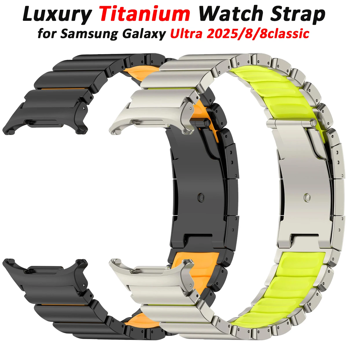 Titanium Band for Samsung Galaxy Watch 8 Classic 46mm 8 40mm 44mm Soft Rubber Metal Strap for Galaxy Watch Ultra 2025 47mm 2024