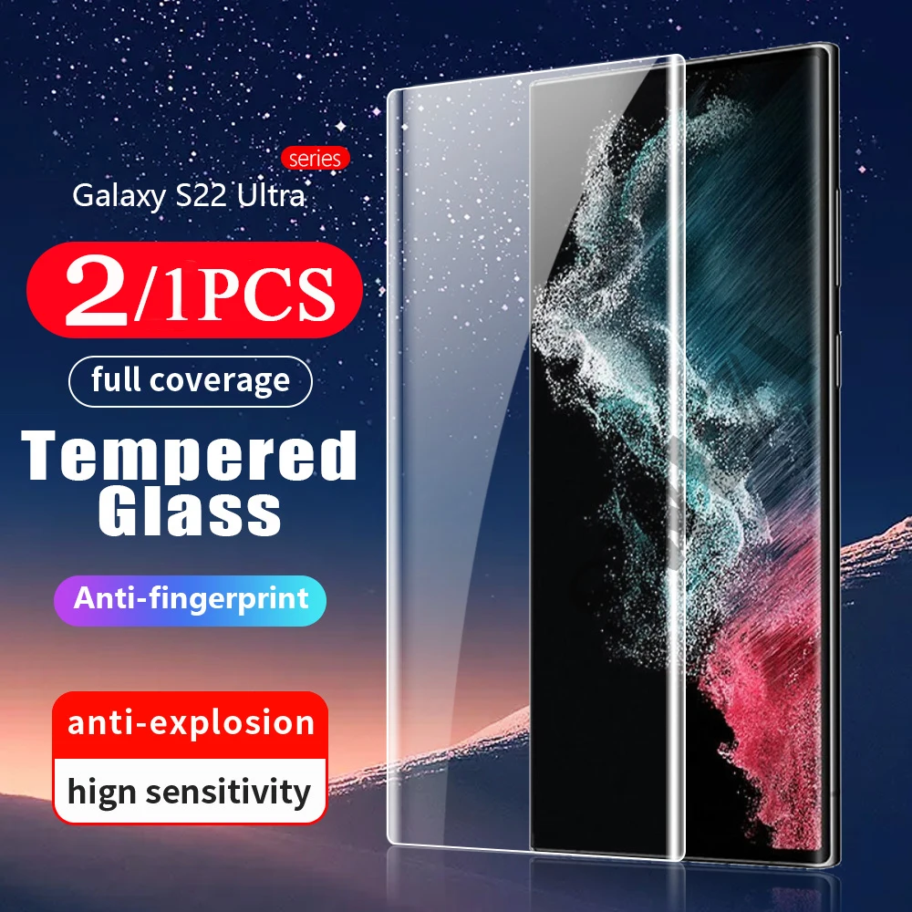 

2/1 шт. Защитная пленка для Samsung Glalxy S22 5G Ultra, закаленное стекло S20 Fe S21 Ultra, защита экрана телефона S10 Lite S10E S9