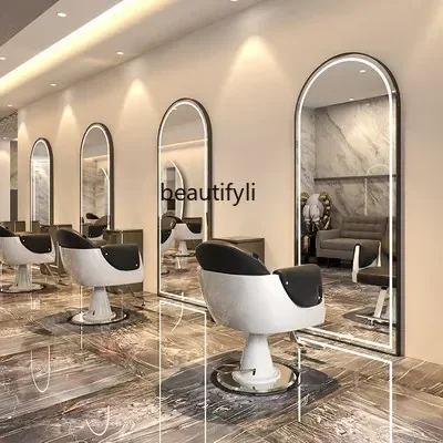 zS173Barber shop mirror table floor mirror hair salon double-sided wall-mounted hair cutting mirror