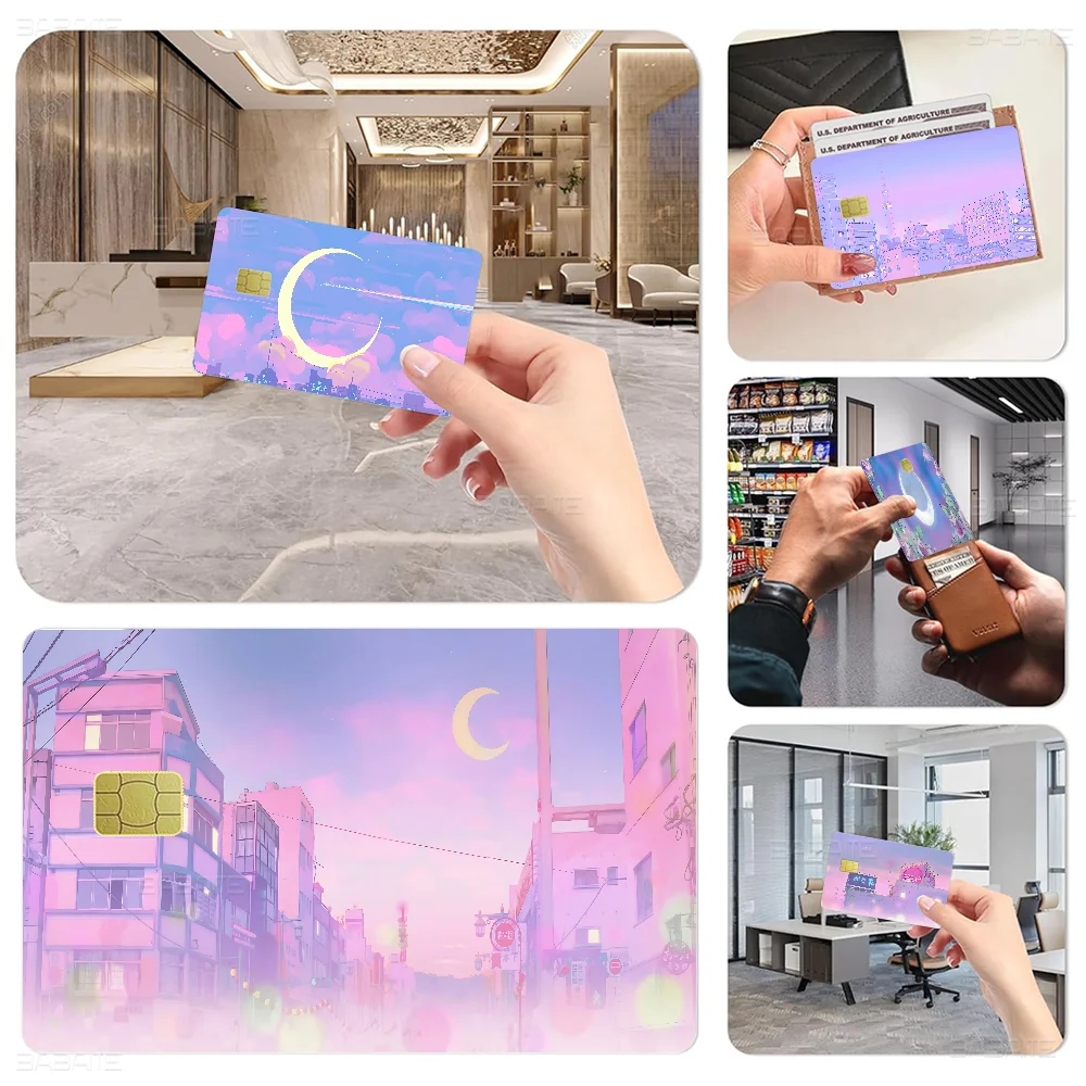 S-Sailores Landscape Moon Fashion Cute Cartoon Cat Painting Anime Game Unique Film Sticker Case Skin For Credit Card No Chip