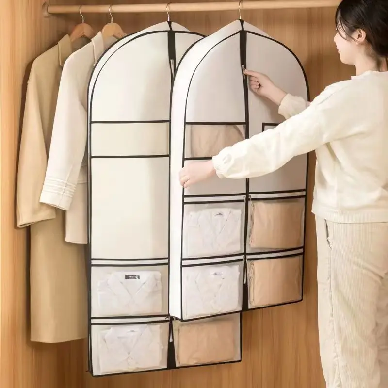 Dress Bags for Closet Storage and Travel Gusseted Hanging Garment Bags for Men Suit Cover Dance Costume Bags with Zipper Pockets