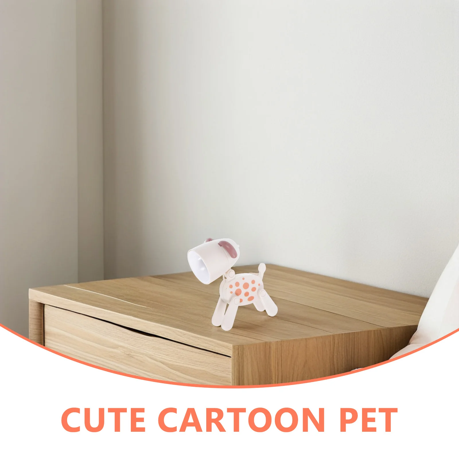 ไฟ LED กลางคืนขนาดเล็กรูปสุนัขน่ารักดีไซน์พับได้ปรับหัวได้สำหรับห้องนอนเด็กห้องนอนโต๊ะสีเบจ