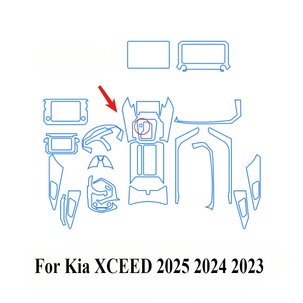 For Kia XCEED 2025 2024 2023 Interior Accessories film transparent TPU Gear Panel GPS Navigation Center Console PPF Protection