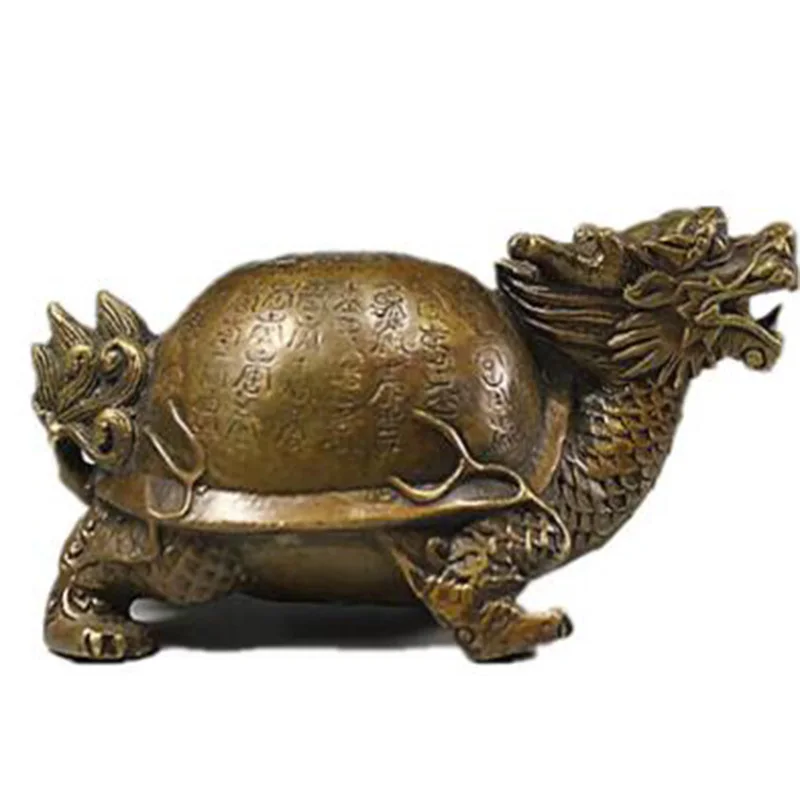 Pure copper dragon turtle Bagua Shouzi craft ornaments divine animals to help transport home decorations