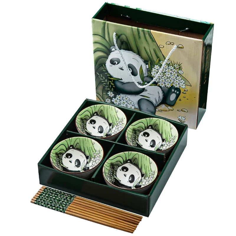 Japanese Hand-painted Tableware Ceramic Bowls Creative Bowls and Chopsticks Set Gift Box Dish Set Household Use