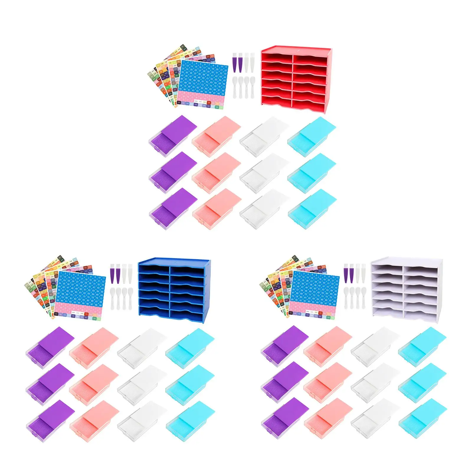 

12Pcs Diamond Paintings Tray Lid Multipurpose DIY Diamond Tool Kits Beading Storage Tray Organizer Beading Plate Rhinestone Tray