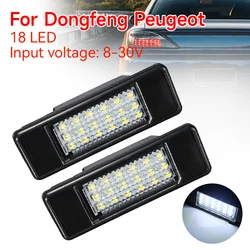1Pair Car License Plate Light 18 Led Number License Plate Light for Peugeot 307 5D Hatchback 407 508 4D Sedan 8-30V light white