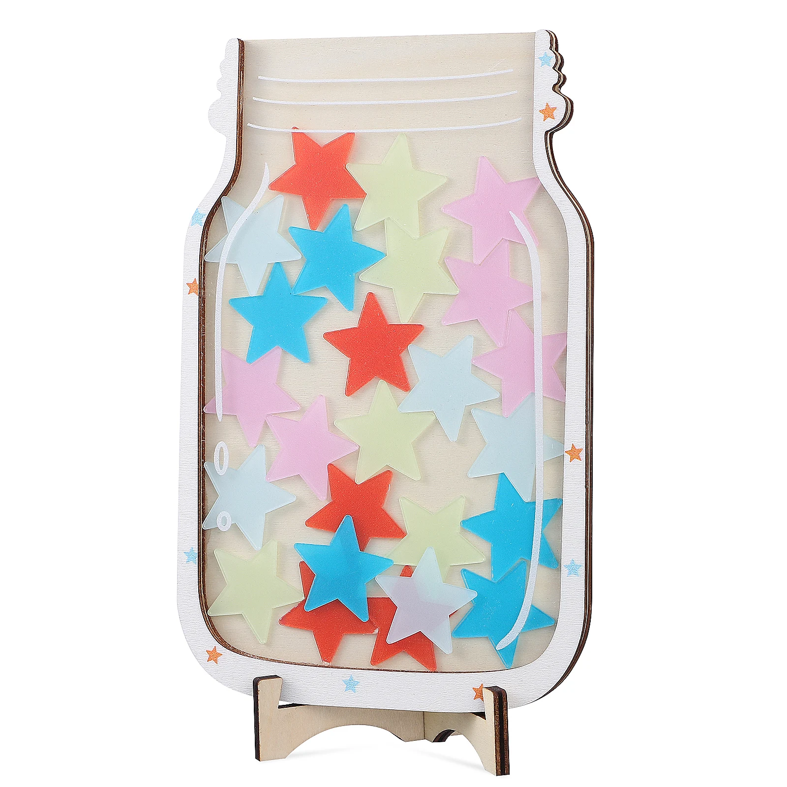 

1 Kids System Student Classroom Reward System Behavior Incentive Star Jar Teacher Reward Jar Safe Wooden Material