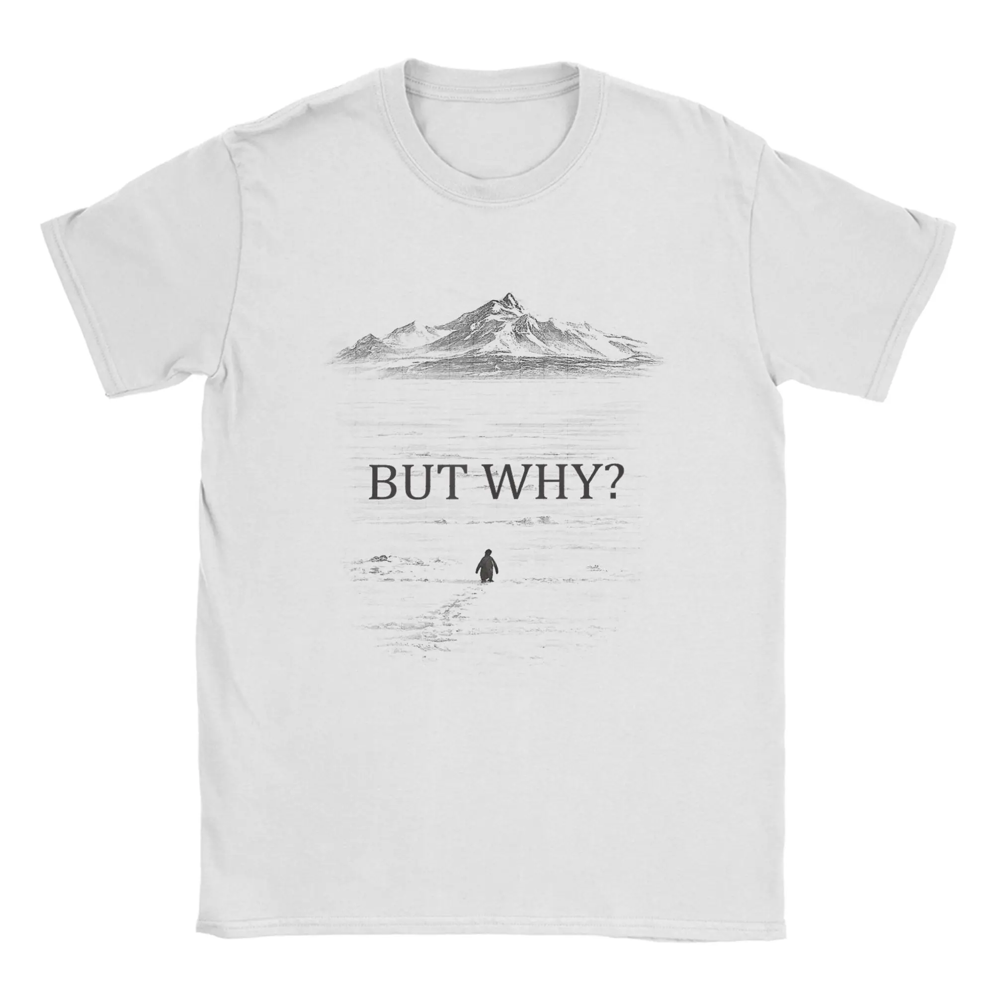 

Men's T-Shirt Penguin But Why Mountains Novelty 100% Cotton Tees Short Sleeve T Shirt O Neck Clothes Printed