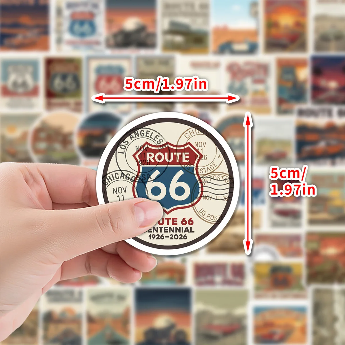10/30/50PCS Route 66 Vintage Road Trip Stickers Retro Car Motorcycle Desert DIY Decor For Phone Laptop Luggage Graffiti Sticker