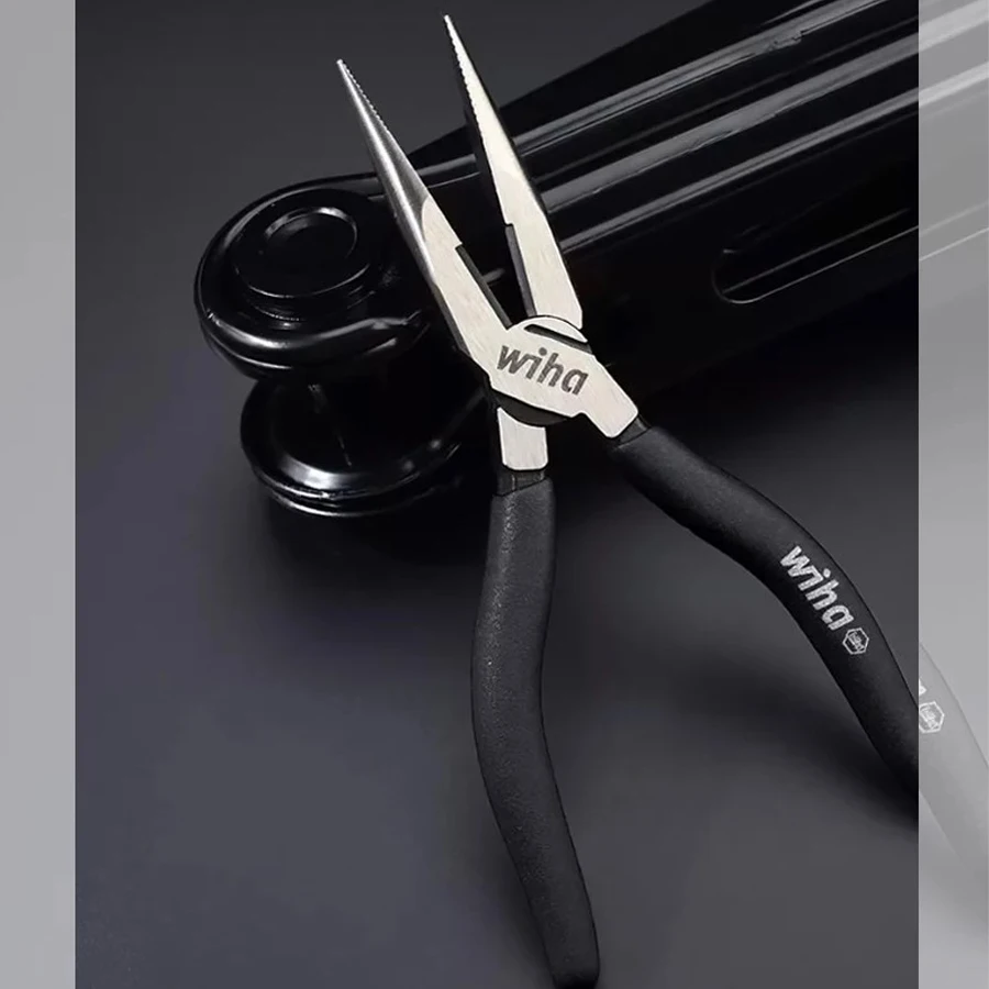 WIHA 43533 45841 6 Inch Snip Nose Pliers Long Nose Pliers  Wire Cutter Needle Nose Pliers Electrician Repair Tool Black Forest