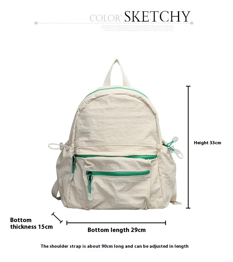 Casual and Artistic Canvas Backpack with Drawstring Design and Color-blocking Style for Women