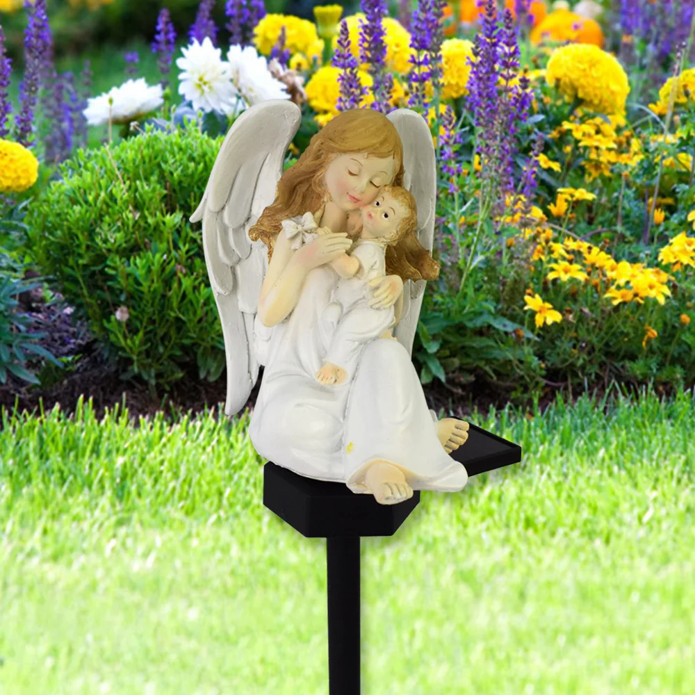 

Solar Powered Outdoor Waterproof Parent-Child Angel Courtyard Plug-In Lamp Resin Garden Landscape Decoration Lawn Lamp