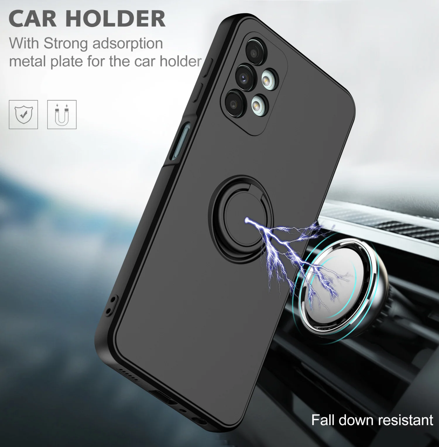 Luxuriöse Flüssigsilikonhülle für Samsung Galaxy S26 S25 S24 S23 Ultra Plus FE A33 A32 A51 A52 A71 A72 mit magnetischem Ringhalter. – Detail 2