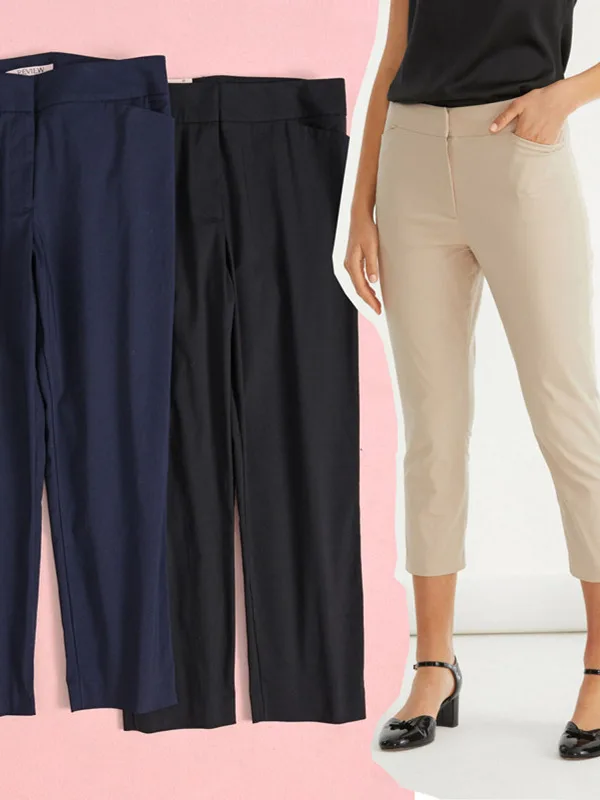 

Slimming Cotton Blend Tapered Jeans mid High Waist Nine Points Women's plus Size Summer Casual Pants Commute Style Pocket Detail