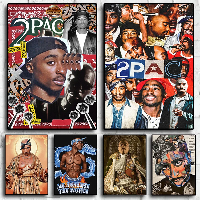 Famous Hip Hop Rapper 2PAC Tupac Star Poster Canvas Painting and Print Aesthetic Pop Poster Wall Art Picture for Room Home Decor