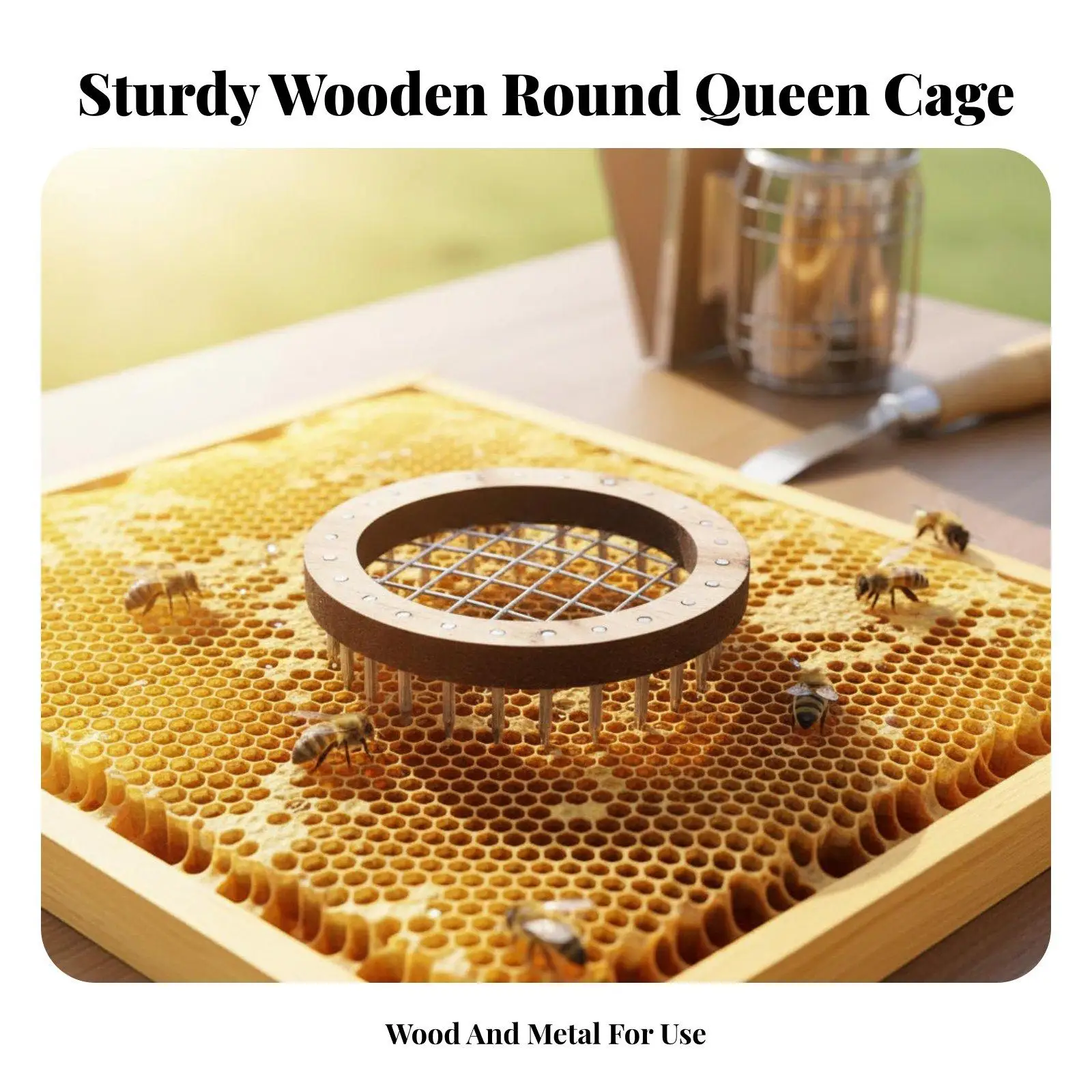 Queen Isolator Wooden Bee Cage Safety Pin Design Holding Cage Durable Apiary Accessory Tool for Beehive Inspections