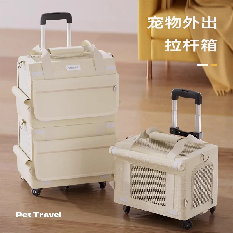 

Portable Cat Carrier Bag for Cats and Small Dogs Travel Backpack Crossbody Large Capacity Pet Luggage Trolley Case
