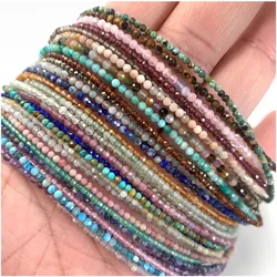Faceted Gemstones 2mm beads Necklace Bracelet Pink Quartz Crystal Tourmaline Garnet Zircon Choker Men Female Jewelry Party Gift