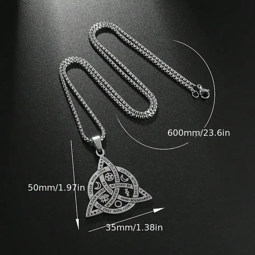 2pcs/Set Stainless Steel Irish Star And Moon Celtic Knot Trinity Pendant Necklace Men Women Fashion Nordic Lucky Amulet Jewelry Gift - view 7