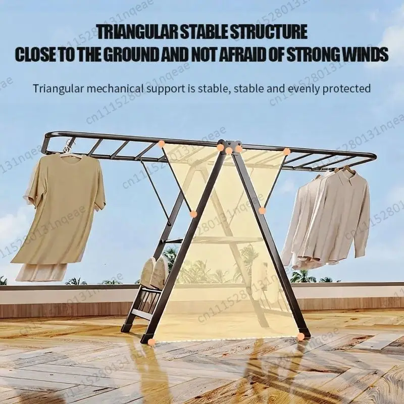 Three-layer Metal Drying Rack Removable Double Wing Folding Balcony Outdoor Storage