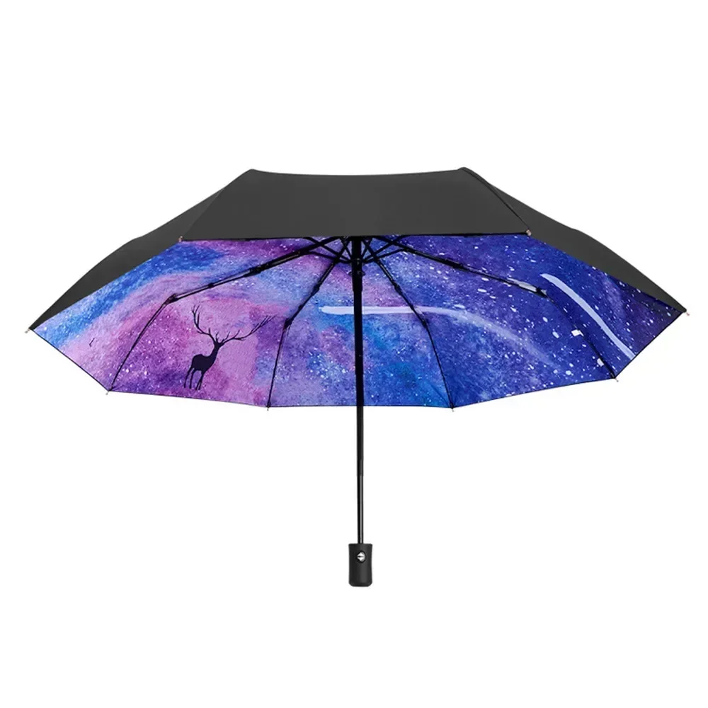 Starry Sky UV Umbrella Durable Sun Protection Automatic Parasol Windproof Practical Folding Umbrella for Women Kids Rain Gear