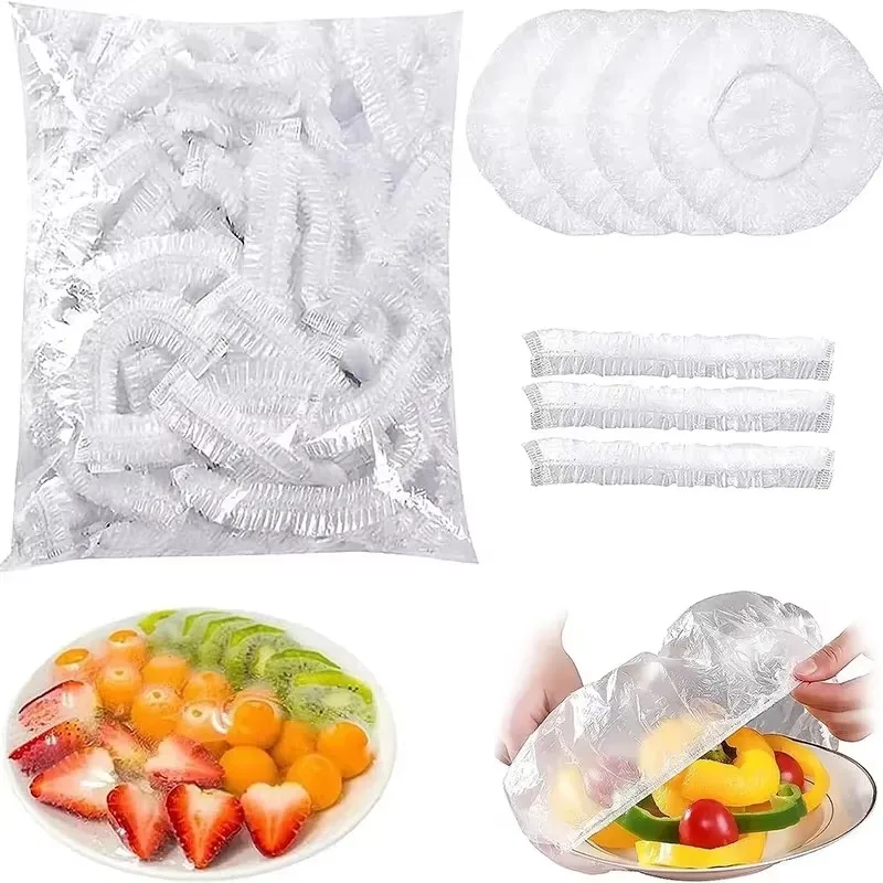 100-1000PCS Food Bags Fruit and Vegetable Plastic Wrap Storage Bag Disposable Transparent Plastic Bags Elastic Protective Covers