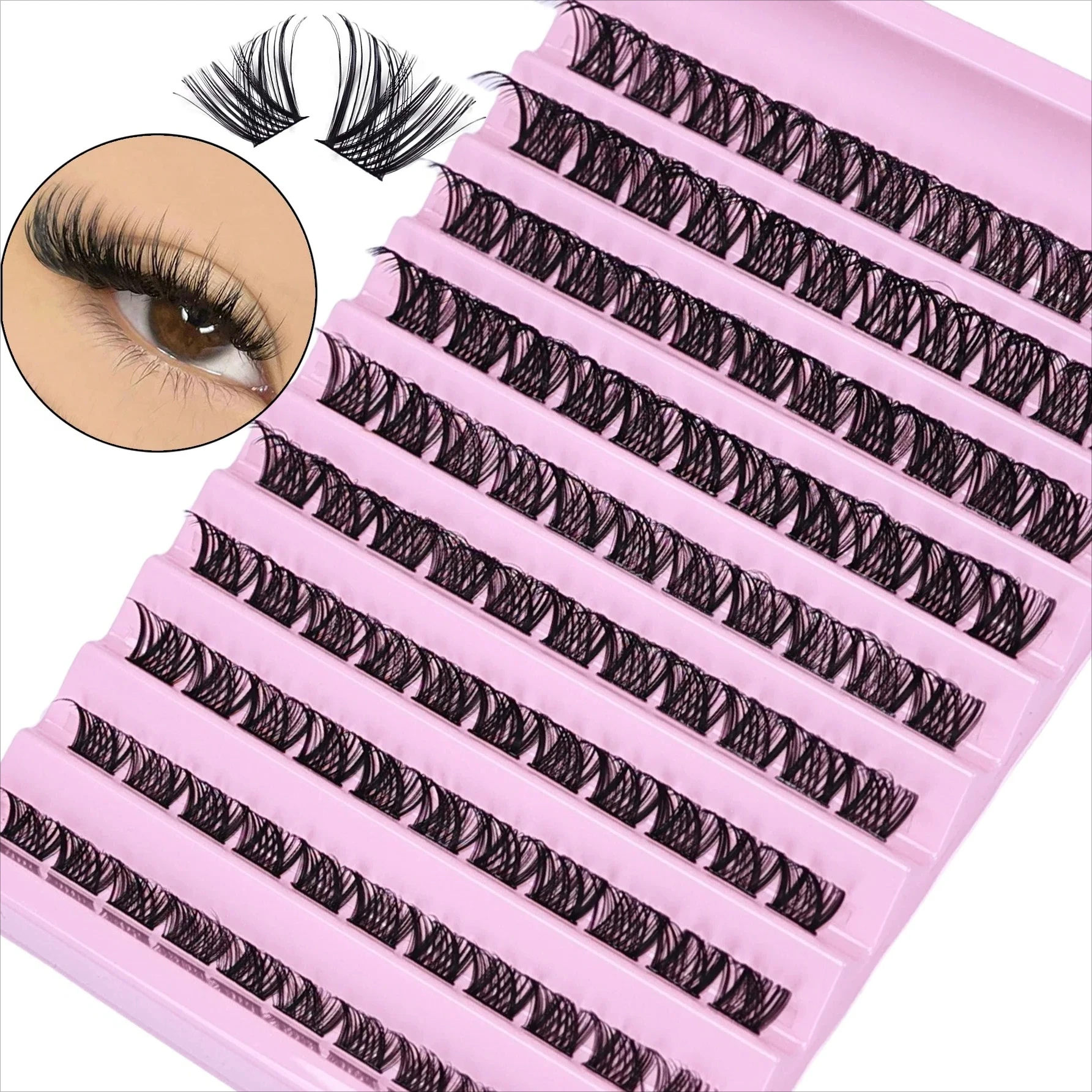D Curl Wispy Fluffy Individual Lash Clusters 110Pcs 8-16mm Mixed Length Natural DIY Graft Eyelashes for Makeup Starters