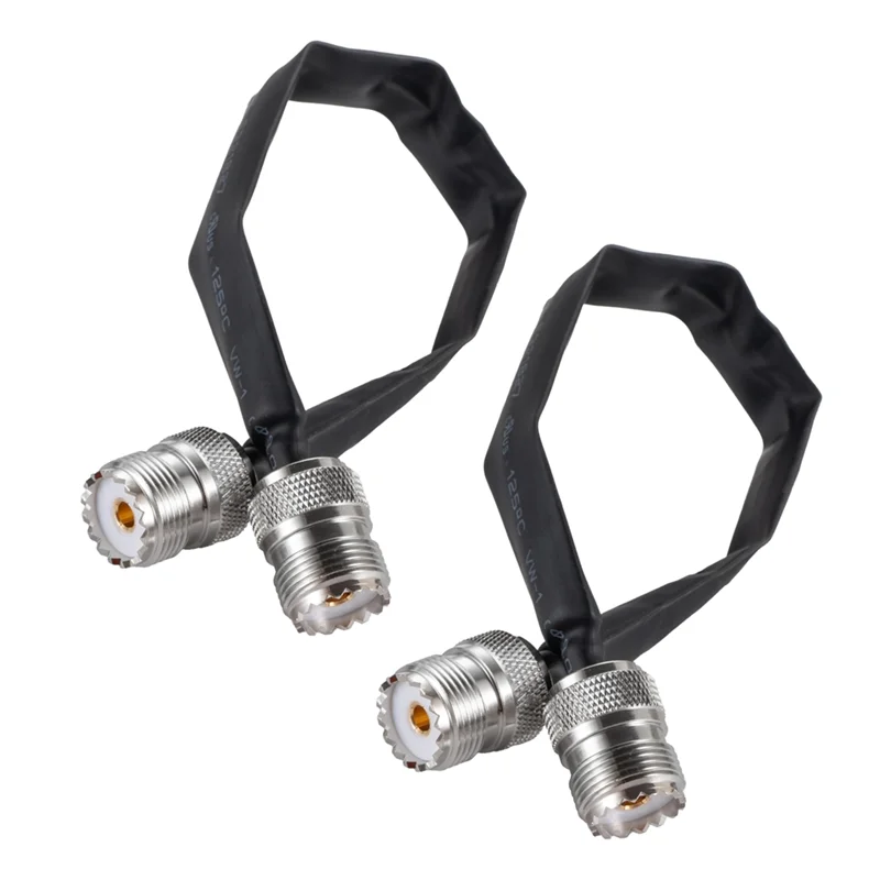 SUNRI-Pass Through 2PCS Door/Window Flat Coaxial Cable 50 Ohm SO239 UHF Female To UHF Female Pigtail