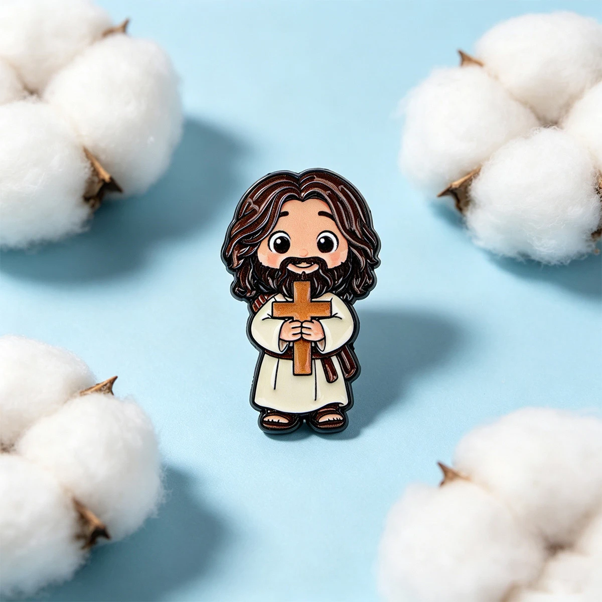 Niedliche Jesus-Jungfrau Maria Emaille-Anstecknadeln Cartoon Religiöse Broschen Christliche Kreuz-Abzeichen Jacken-Rucksack-Deko Glaubensgeschenk – Detail 5