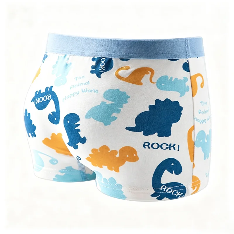 Boys Underpants Cotton Boxer Briefs 4Pcs Multiple Dinosaur Prints A-Class Soft Breathable Kids Clothing Children Underwear