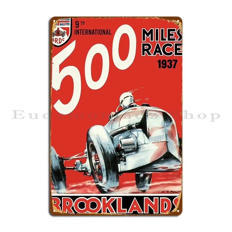 Brooklands 500 Miles Race 1937 Metal Sign Poster Home Cave Printing Club Tin Sign Poster