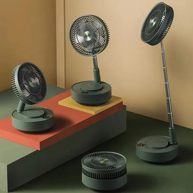 E908 Foldable Air Purifying Fan, 5-Speed Remote Control, 8000mAh, Humidifier, Telescopic Floor/Desk Fan