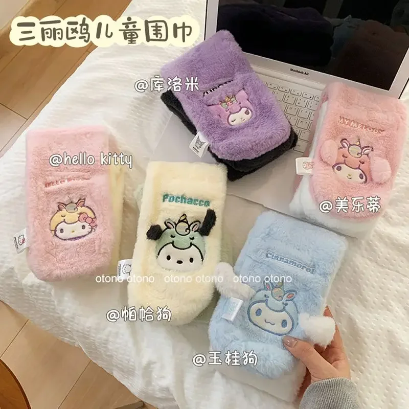 

Anime Child Cartoon Scarf Sanrios New Lovely Winter Kuromi Hello Kittys Girl Neck Scarf Neck Protection Scarf Children Knitting