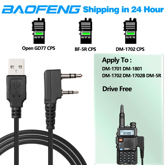 BAOFENG DM-1701 DM-1702 DM-1801 DM-5R RD-5R Drive Free Radio Opengd77 DMR Two Way Radio Tier I & II Kabel USB do programowania