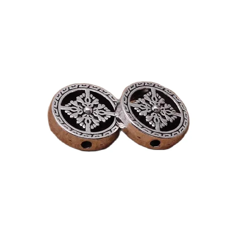 10pcs/lot Vintage Tibetan Silver Round Wheel Beads 18x5mm Flat Metal Buddha Spacer Beads DIY Jewelry Making Decoration Findings