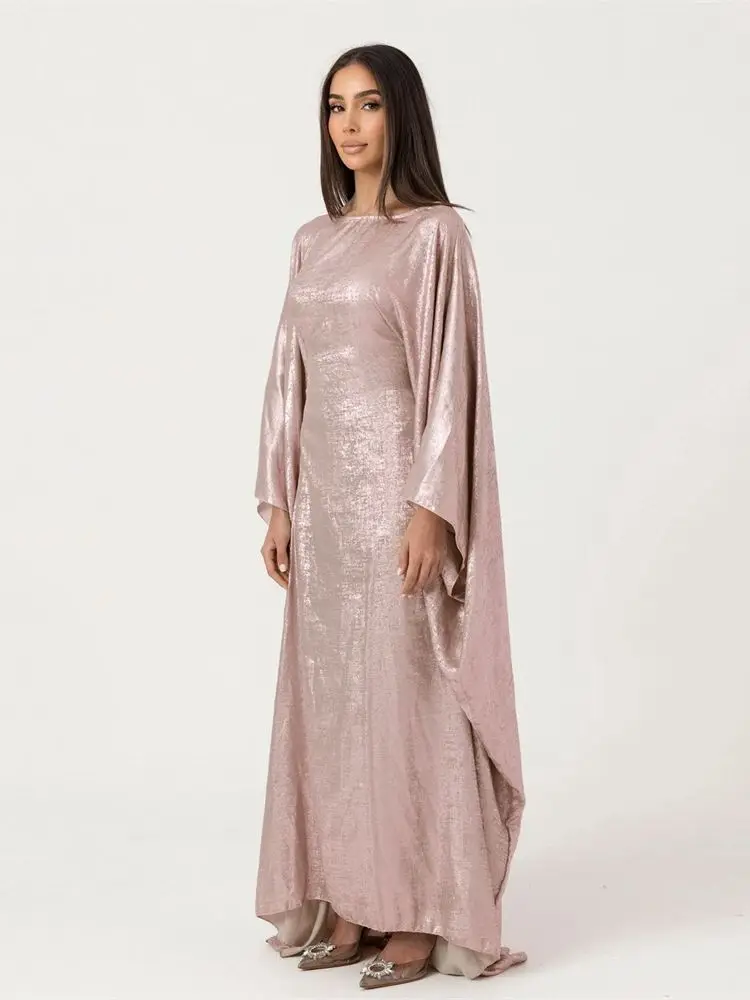 Batwing Cetim Abaya para Mulher, Ramadan, Eid, Ramadan, Dubai, Luxo, Islâmico, Muçulmano Kaftan, Mulher, Caftan Marocain, Dubai, 2024