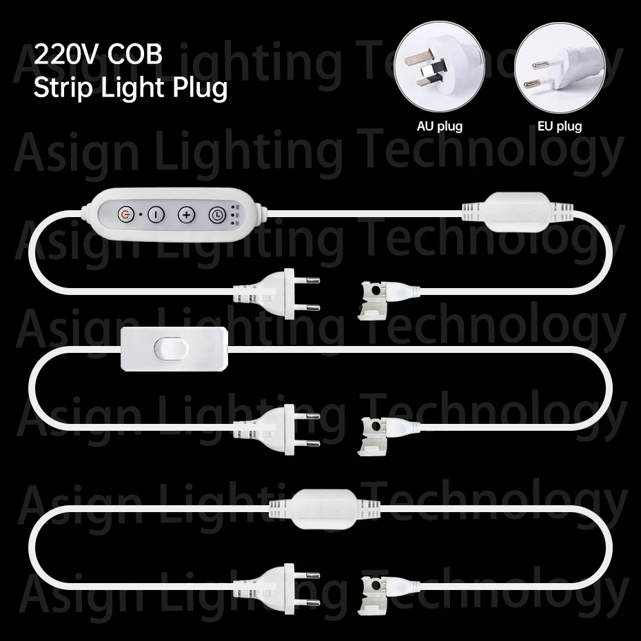 EU AU Plug for 220V COB LED Strip Power Supply Plug Fast Connector with Switch Cable & 4Key Dimmer Plug for 10mm COB Strip